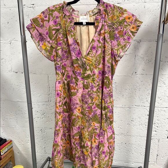 Lavender Brown Pink and Purple Flutter Sleeve Sundress - BRAND NEW - Size Small - Picture 1 of 4